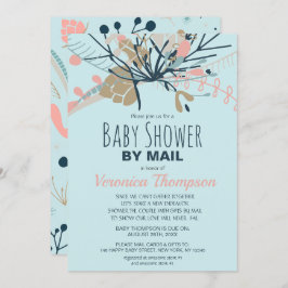 Rustisch blauw pasta botanisch Baby shower per pos Kaart