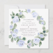 Rustisch blauw Roos Floral Eucalyptus Wedding Kaart (Voorkant)