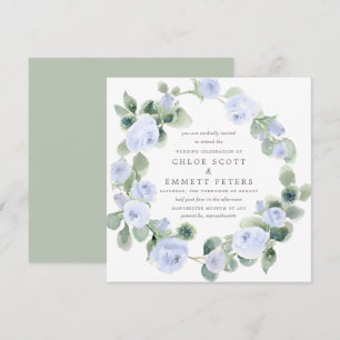 Rustisch blauw Roos Floral Eucalyptus Wedding Kaart