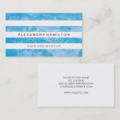 Rustisch Blauw Witte Stripes Modern Visitekaartje (Voorkant / Achterkant)