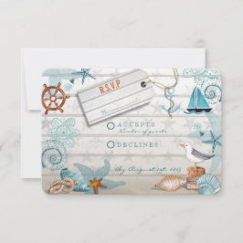 Rustisch blauw Wooden Nautisch strand | RSVP Wedde Kaartje