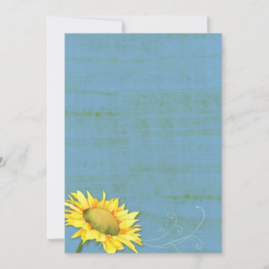 Rustisch blauw zonnebloemVrijgezellenfeest Kaart (Achterkant)