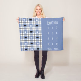 Rustisch blauw zwart-wit Beer flatel patroon Fleece Deken