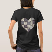 Rustisch Blauwe Denim Patchwork Hart Illustratie T-shirt (Achterkant)