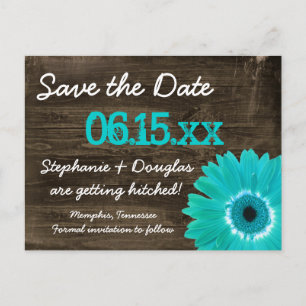 Rustisch Blauwgroen Doodhout sparen de Briefkaarte Aankondigingskaart