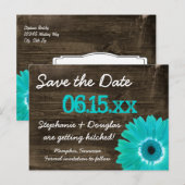 Rustisch Blauwgroen Doodhout sparen de Briefkaarte Aankondigingskaart (Voorkant / Achterkant)