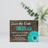 Rustisch Blauwgroen Doodhout sparen de Briefkaarte Aankondigingskaart (Staand voorkant)