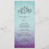 Rustisch Blauwgroen en Paars Bohemian Wedding Menu (Voorkant)