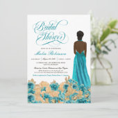 Rustisch Blauwgroen goud Roos & legant Vrijgezelle Kaart (Staand voorkant)