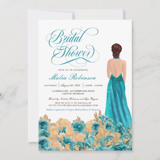 Rustisch Blauwgroen goud Roos & legant Vrijgezelle Kaart (Voorkant)