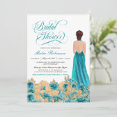 Rustisch Blauwgroen goud Roos & legant Vrijgezelle Kaart (Staand voorkant)