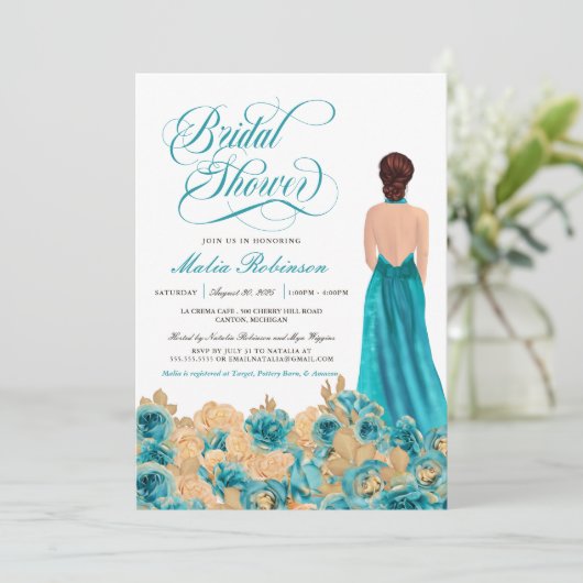 Rustisch Blauwgroen goud Roos & legant Vrijgezelle Kaart (Staand voorkant)