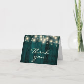 Rustisch Blauwgroen hout met lampjes Hartelijk dan Bedankkaart (Voorkant)