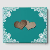 Rustisch Blauwgroen Lace Sunflower Wedding Guest B Gastenboek (Achterkant)