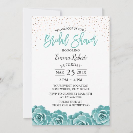 Rustisch Blauwgroen Succulent Botanisch Vrijgezell Kaart (Voorkant)