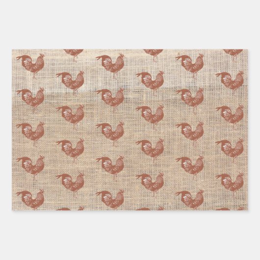 Rustisch bloemkool Burlap Chicken Wrapping Paper (Voorkant)