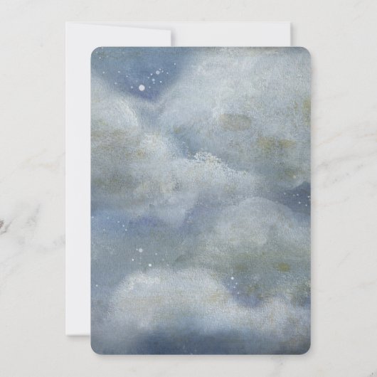 Rustisch Blue  Clouds Baby shower Kaart (Achterkant)