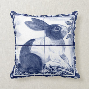 Rustisch Blue Dutch Rabbit Dedham Delft Cottcore Kussen