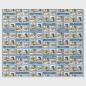 Rustisch Blue Faux Denim 4 Photo Dog Pet toevoegen Cadeaupapier (Vlak)