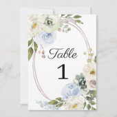 Rustisch Blue Floral Wedding Table Number Kaart (Voorkant)