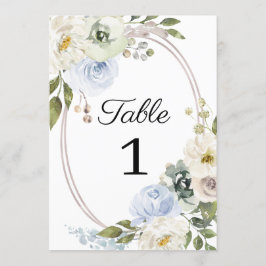 Rustisch Blue Floral Wedding Table Number Kaart