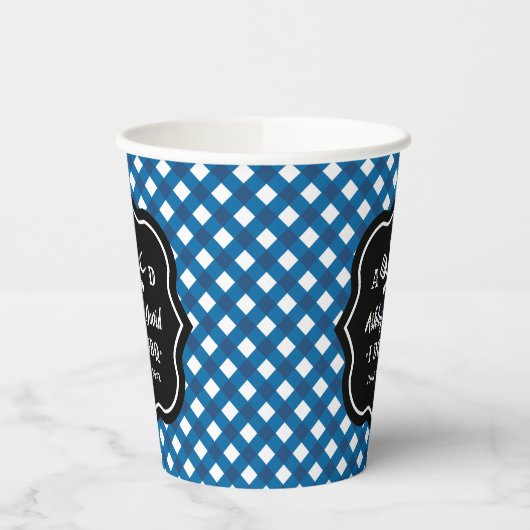 Rustisch Blue I Do BBQ Custom Wedding Monogram Papieren Bekers (Links)