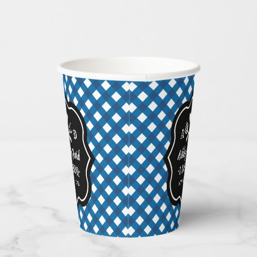 Rustisch Blue I Do BBQ Custom Wedding Monogram Papieren Bekers (Rechts)