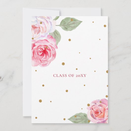 Rustisch Blush Gold Floral Botanisch Afstuderen Kaart (Achterkant)
