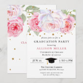 Rustisch Blush Gold Floral Botanisch Afstuderen Kaart (Voorkant / Achterkant)