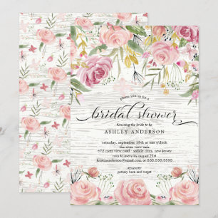 Rustisch Blush Pink Floral Vrijgezellenfeest Kaart