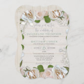 Rustisch Boerderij Barn Blush Roos Floral Modern W Kaart (Voorkant / Achterkant)