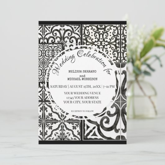 Rustisch Boerderij Barn Modern Tile Black White We Kaart (Staand voorkant)