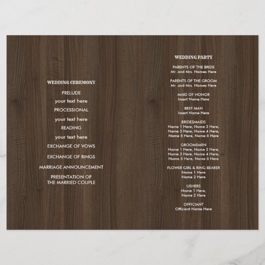 Rustisch Boerderij Barn Wood Wedding Folded Progra (Achterkant)