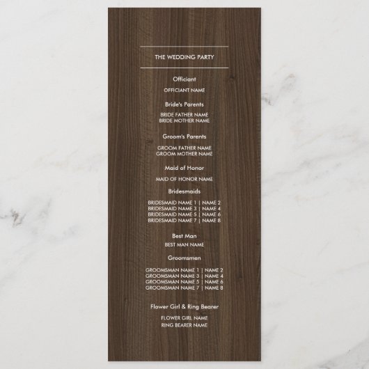 Rustisch Boerderij, Barn Wood Wedding Programme Programmakaart (Achterkant)