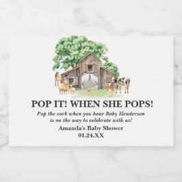 Rustisch Boerderij Dierlijk Baby shower Sparkling Wijnetiket