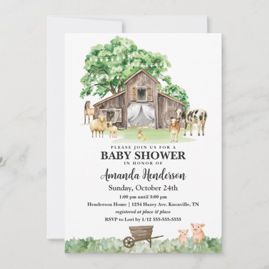 Rustisch Boerderij Dierlijk geslacht Neutraal Baby Kaart (Voorkant)