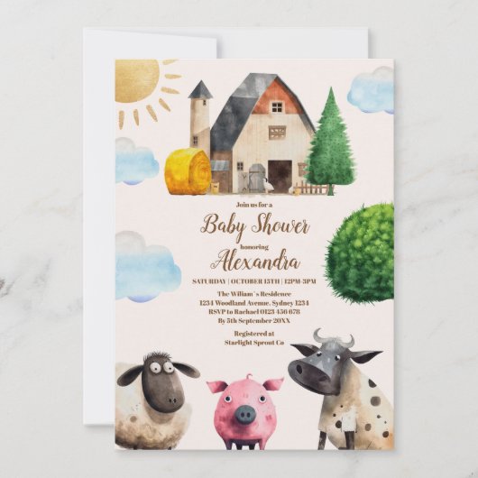 Rustisch Boerderij Dierlijk geslacht Neutraal Baby Kaart (Voorkant)