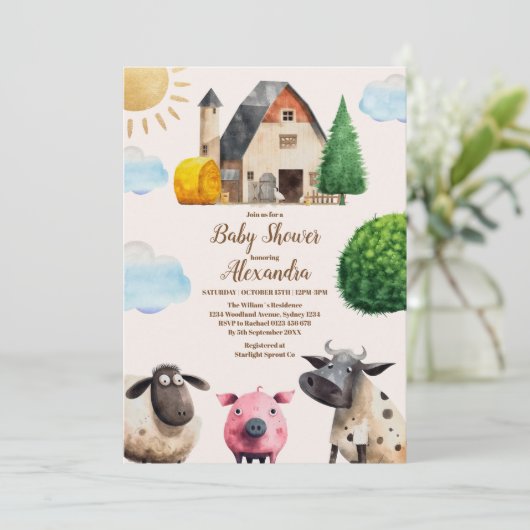 Rustisch Boerderij Dierlijk geslacht Neutraal Baby Kaart (Staand voorkant)