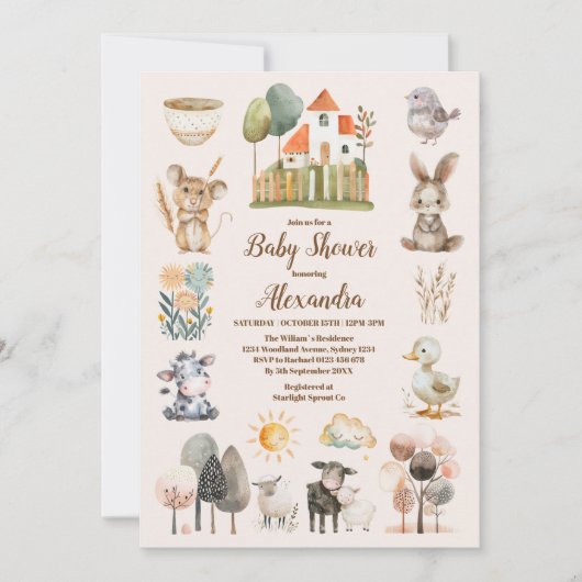 Rustisch Boerderij Dierlijk geslacht Neutraal Baby Kaart (Voorkant)