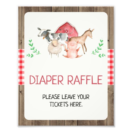 Rustisch Boerderij, dikker Baby shower Raffle Foto Afdruk (Voorkant)