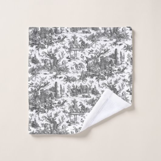 Rustisch Boerderij Frans Toile-Black & White Bad Handdoek (Wasdoekje)