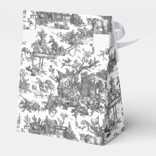  Rustisch Boerderij Frans Toile-Black & White Bedankdoosjes (Achterkant)