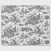 Rustisch Boerderij Frans Toile-Black & White Cadeaupapier (Vlak)