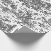 Rustisch Boerderij Frans Toile-Black & White Cadeaupapier (Hoek)