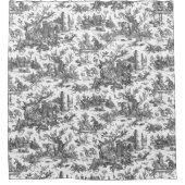 Rustisch Boerderij Frans Toile-Black & White Douchegordijn (Voorkant)