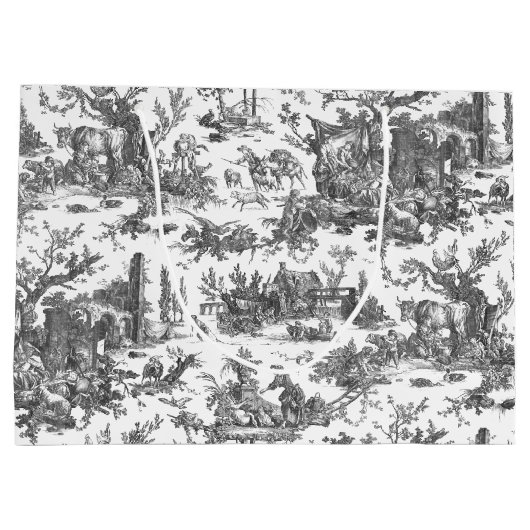 Rustisch Boerderij Frans Toile-Black & White Groot Cadeauzakje (Achterkant)