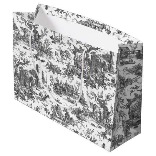  Rustisch Boerderij Frans Toile-Black & White Groot Cadeauzakje (Achterkant Gekanteld)