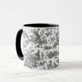 Rustisch Boerderij Frans Toile-Black & White Mok (Voorkant links)