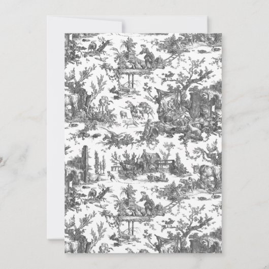 Rustisch Boerderij Frans Toile-Black & White Notitiekaartje (Achterkant)