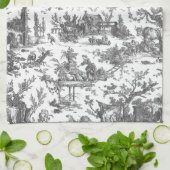  Rustisch Boerderij Frans Toile-Black & White Theedoek (Gevouwen)